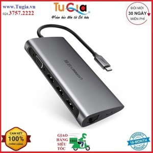 Bộ chuyển đổi TYPE C sang 3 USB 3.0 + VGA + LAN + SD TF + hỗ trợ nguồn TYPE C Ugreen 50539