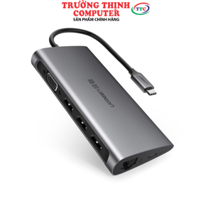 Bộ chuyển đổi TYPE C sang 3 USB 3.0 + VGA + LAN + SD TF + hỗ trợ nguồn TYPE C Ugreen 50539