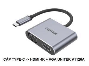 Bộ chuyển đổi USB-C sang HDMI + VGA 4K 60Hz Unitek V1126A