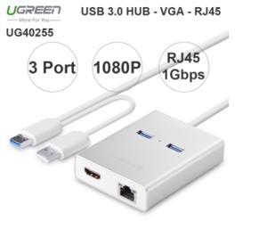 Bộ chuyển đổi USB to LAN, HDMI, 2 port USB 3.0 Ugreen 40255