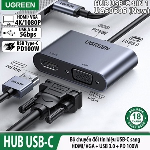 Bộ chuyển đổi USB Type-C sang HDMI+VGA Ugreen 50505