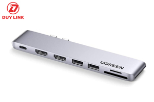 Bộ chuyển Dual Type C to 2 HDMI + USB 3.0 + đọc thẻ SD/TF Ugreen 80548