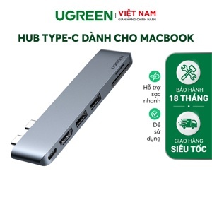 Bộ chuyển Dual Type C to HDMI+USB 3.0+ Card Reader + Type C Ugreen 80856