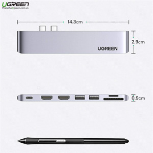 Bộ chuyển Dual USB Type C to HDMI+USB 3.0+LAN 1Gbps + Dual Type C Ugreen 50984