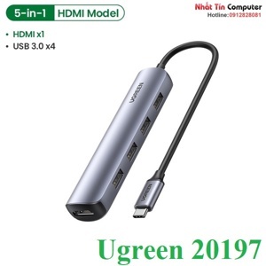 Bộ chuyển Type C to HDMI + 4 cổng USB 3.0 Ugreen 20197