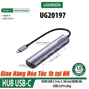 Bộ chuyển Type C to HDMI + 4 cổng USB 3.0 Ugreen 20197