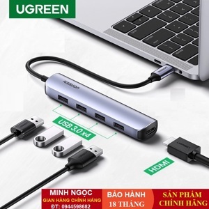 Bộ chuyển Type C to HDMI + 4 cổng USB 3.0 Ugreen 20197