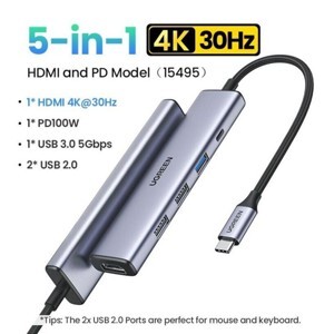 Bộ chuyển Type C to HDMI + Hub USB 3.0 Ugreen 70495