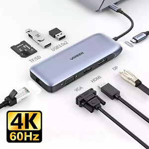 Bộ chuyển Type C to HDMI + VGA + DP + USB 3.0 + Card Reader + Type C Ugreen 70305