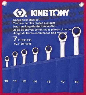 Bộ cờ lê vòng miệng 7 cái hệ mét Kingtony 12107MRN, 10-19mm