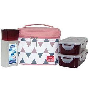 Bộ cơm hộp Lock&Lock Lunch Box Set Triangle pattern Bag HPL758S3AB