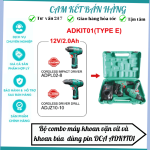 Bộ combo máy khoan và máy siết vít dùng pin DCA ADKIT01