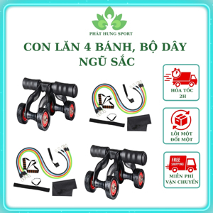 Bộ con lăn tập bụng có dây đàn hồi