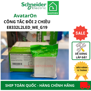 Bộ công tắc đôi 2 chiều Schneider E8332L2LED