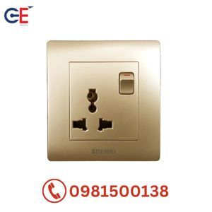 Bộ công tắc kèm ổ cắm đơn Edenki EE-003S-G