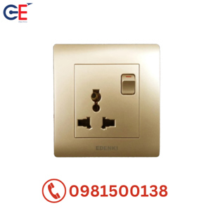 Bộ công tắc kèm ổ cắm đơn Edenki EE-003S-G