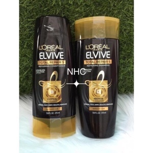 Bộ dầu gội & xả giúp phục hồi mái tóc hư tổn L'OREAL Total Repair 5 Repairing Damaged Hair Shampoo 375ml + Conditioner 180ml