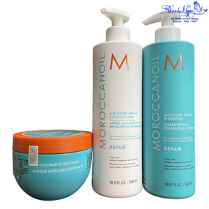 Bộ dầu gội xả phục hồi tóc hư tổn Moroccanoil Moisture Repair Shampoo - 250ml