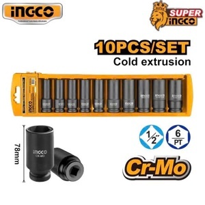 Bộ đầu tuýp dài 10 chi tiết Ingco HKISSD12102L