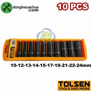 Bộ đầu tuýp dài đen 1/2 Công nghiệp 10 món Tolsen 18296