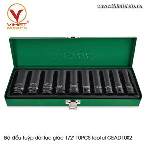 Bộ đầu tuýp dài lục giác toptul GEAD1002, 1/2 inch 10 món