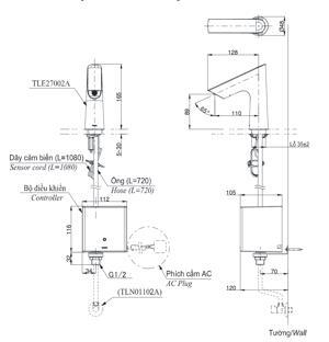 Bộ điều khiển vòi cảm ứng nóng lạnh Toto TLE01502A1-TLN01103A-TLE05701A