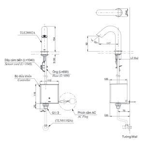 Bộ điều khiển vòi cảm ứng nóng lạnh Toto TLE01502A1-TLN01103A-TLE05701A