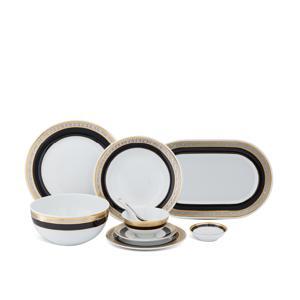 Bộ đồ ăn Âu-Á 45 sản phẩm – Sago – Hoa Hồng Đen khắc nổi