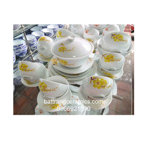 Bộ đồ ăn Bát Tràng Hoa mai vàng - 25 món