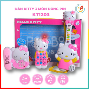 Bộ đồ chơi điện thoại và đàn cho em bé Hello kitty 1203