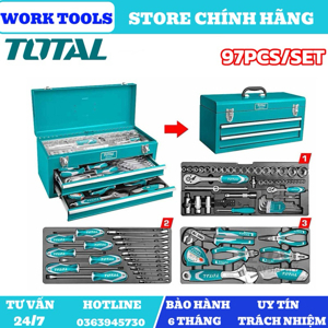 Bộ đồ nghề đựng trong hộp sắt 59 chi tiết Total THPTCS70971