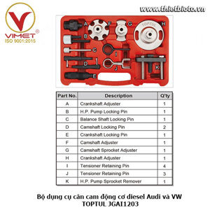 Bộ dụng cụ điều chỉnh cơ cấu thời điểm phun dầu động cơ diesel Toptul JGAI1203