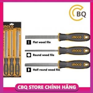 Bộ giũa thép 3 cây Dẹp - Bán nguyệt - Tròn  Ingco 8"/200mm HKTFW0308