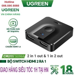 Bộ gộp HDMI 2 vào 1 ra Ugreen 50966