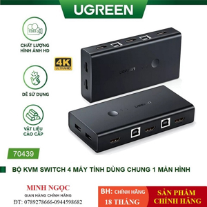 Bộ gộp HDMI 4 vào 1 chuẩn 2.0 hỗ trợ 4K Ugreen 70439