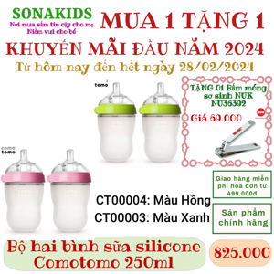 Bộ hai bình Silicone Comotomo CT00003 250ml