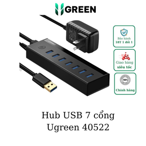 Bộ HUB chia 7 Cổng USB 3.0 Có Nguồn 5V/2A Ugreen 40522