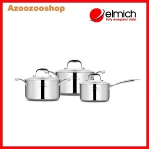 Bộ Inox  cao cấp 3 lớp đáy liền Tri-max XS EL-3744 size 18, 20, 24, chảo 26cm