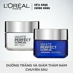 Bộ kem dưỡng trắng da, giảm thâm nám ngày và đêm L'Oreal White Perfect Clinical 50ml