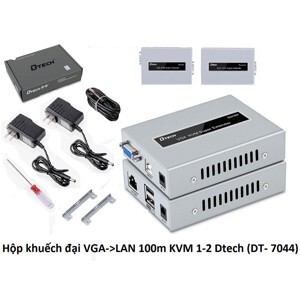 Bộ khuếch đại VGA qua Lan 100m có KVM DTECH DT-7044