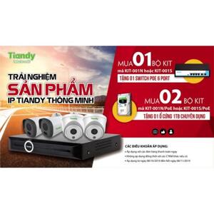 Bộ KIT 4 camera IP 2 MP Tiandy KIT-001N/PoE