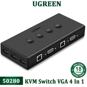 Bộ KVM Switch 4 máy tính dùng chung 1 màn hình Ugreen 50280