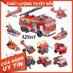 Bộ lắp ráp 12 trong 1 mô hình xe cứu hỏa - panlos 633016