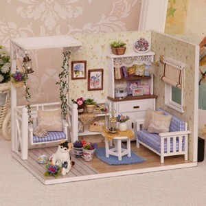 Bộ lắp ráp mô hình nhà gỗ DIY - Căn phòng blue h016