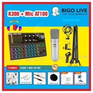 Bộ livestream K300 + Micro thu âm ISK AT100