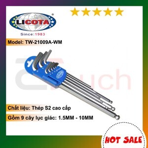 Bộ lục giác 9 cây đầu bi Licota TW-21009A-WM