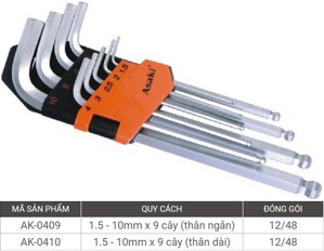 Bộ lục giác bi Asaki AK-0409