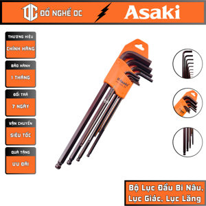 Bộ lục giác bi dài AK-7408 - 9 cây