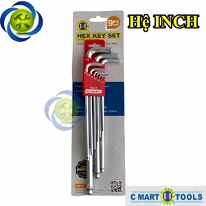 Bộ lục giác đầu bi 9 cây hệ inch C-MART F0016-INCH