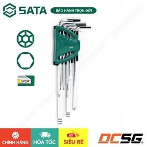 Bộ lục giác đầu bi 9 chi tiết Sata 09-101 (Xám bạc)